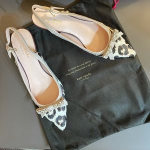 Kate spade leopard/pink/rhinestone kitten heels